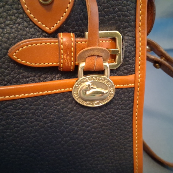 Dooney & Bourke Black and Tan Satchel with Structured Design - Picture 2 of 16